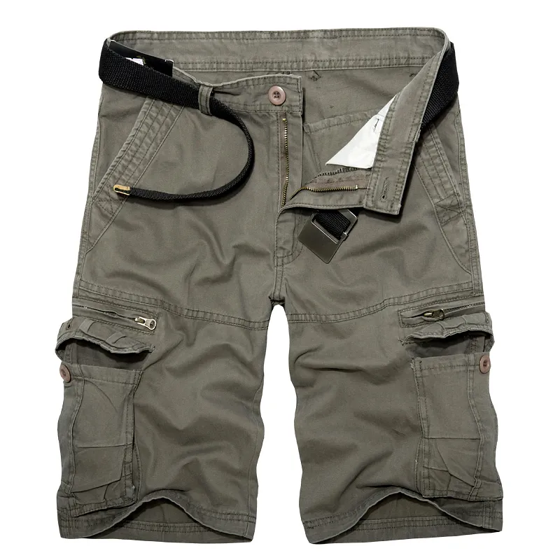 Men Cargo Shorts Cotton Shorts Men Loose Multi-Pocket Homme Casual Shorts
