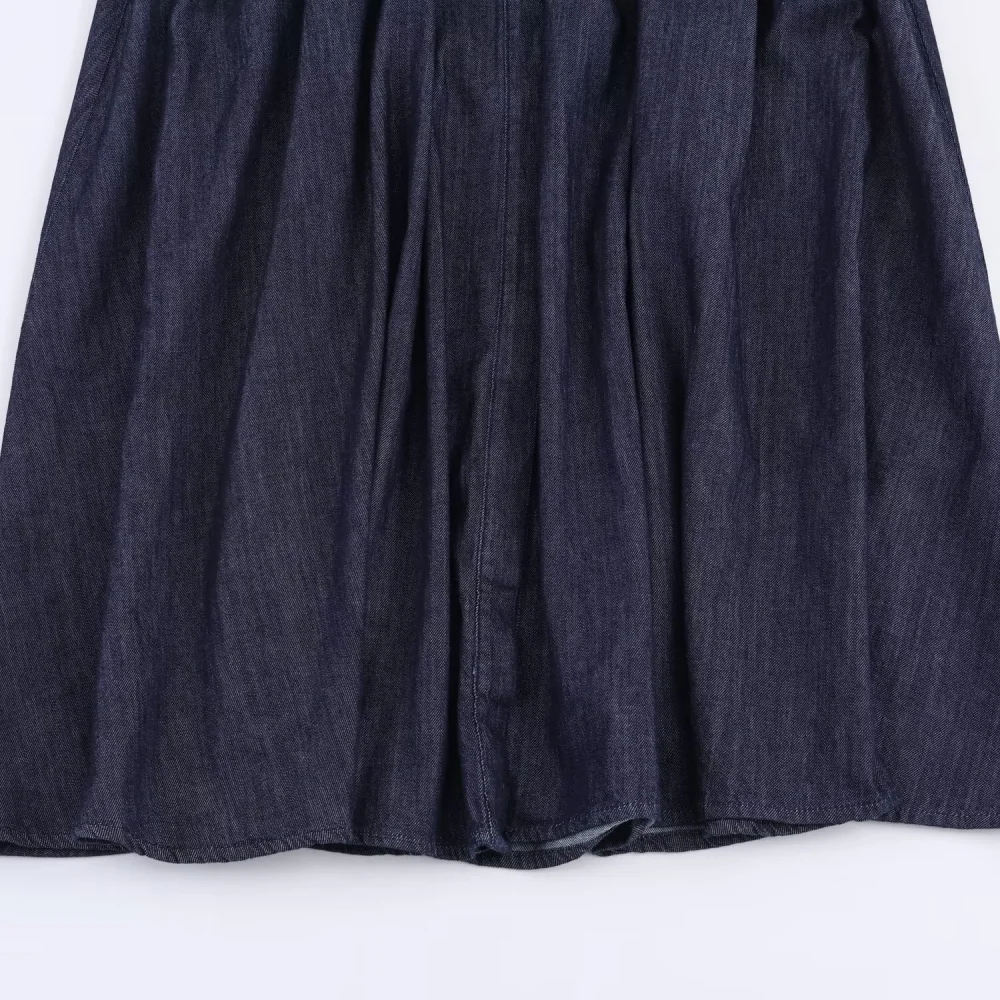 Women's Loose Fit Long Skirt Collar Long Sleeve Dress With Waistband Pocket Button Design