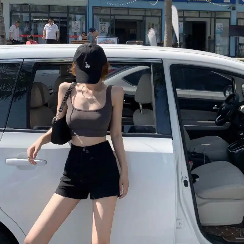 High Waist Black Slim Fit Hot Girl A-Line Denim Shorts Women's Stretch Sexy Shorts