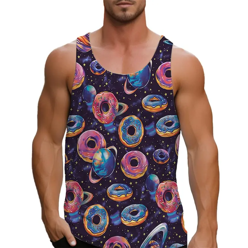 Donut Men Tank Tops Beach Tank Vest