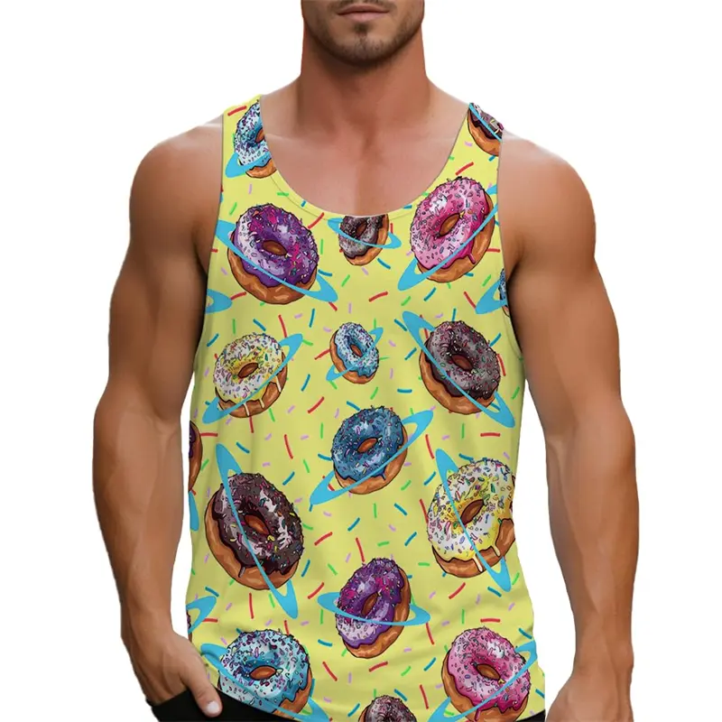 Donut Men Tank Tops Beach Tank Vest