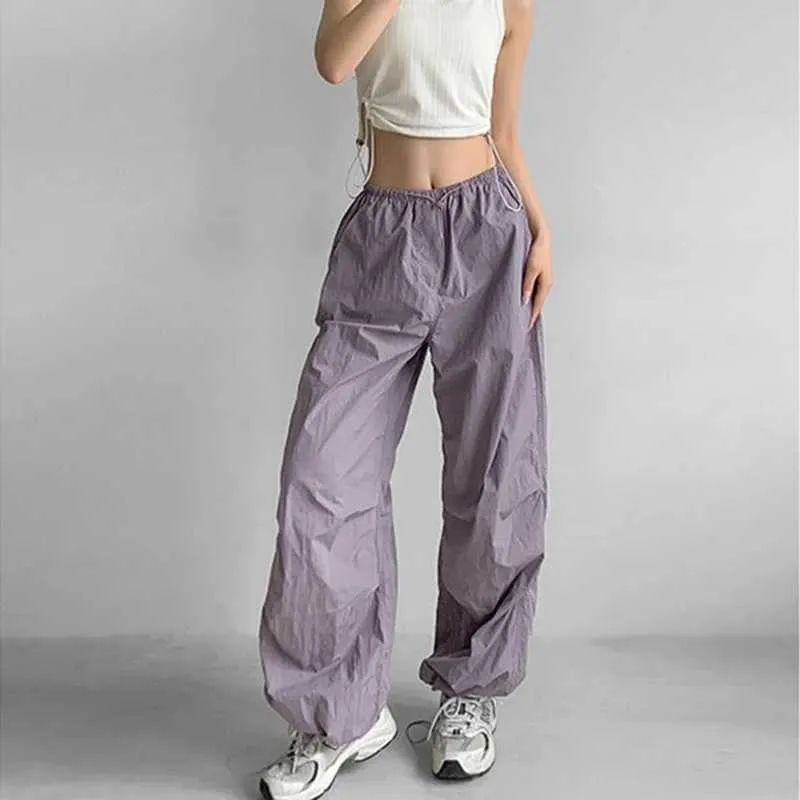 Thin Light Wide Leg Cargo Pants Women High Waist P...