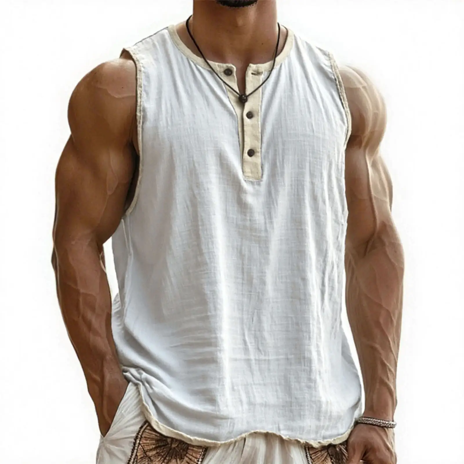 Men's Sleeveless Vest Tank Tops Collar Half-Open Daily Wear Trend