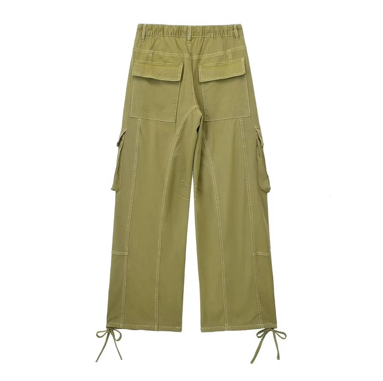 Summer Women Cargo Trousers Wide Leg High Waist Ho...