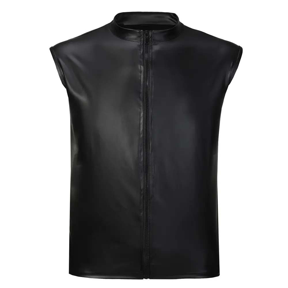 Men's Leather Vest Elastic Fashion PU Leather Bike...