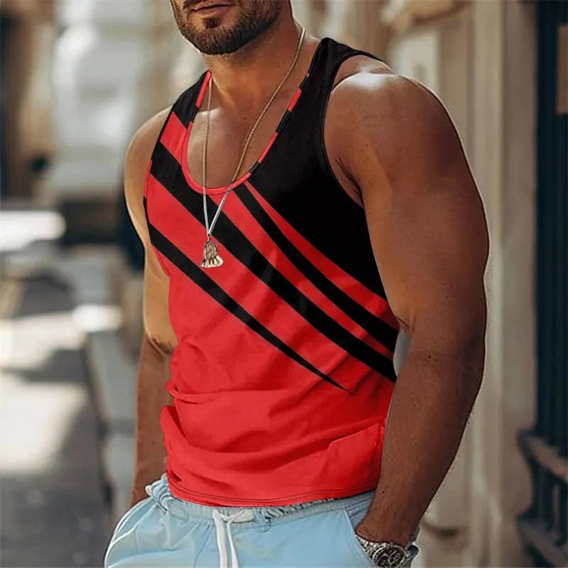 Casual Stripe Tank Top Men's Clothing Simple Casual Fashion Sleeveless