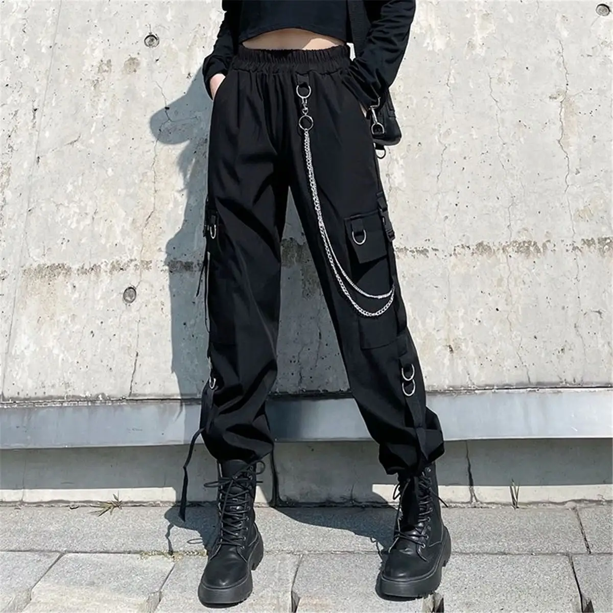 Women's Trend Trousers With Necklace Chain Decor F...