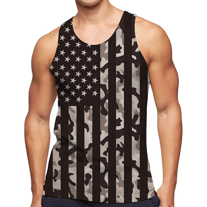 Graphic Tank Top Gym Clothing Men Streetwear Basketball Vest Quick Drying Sleeveless
