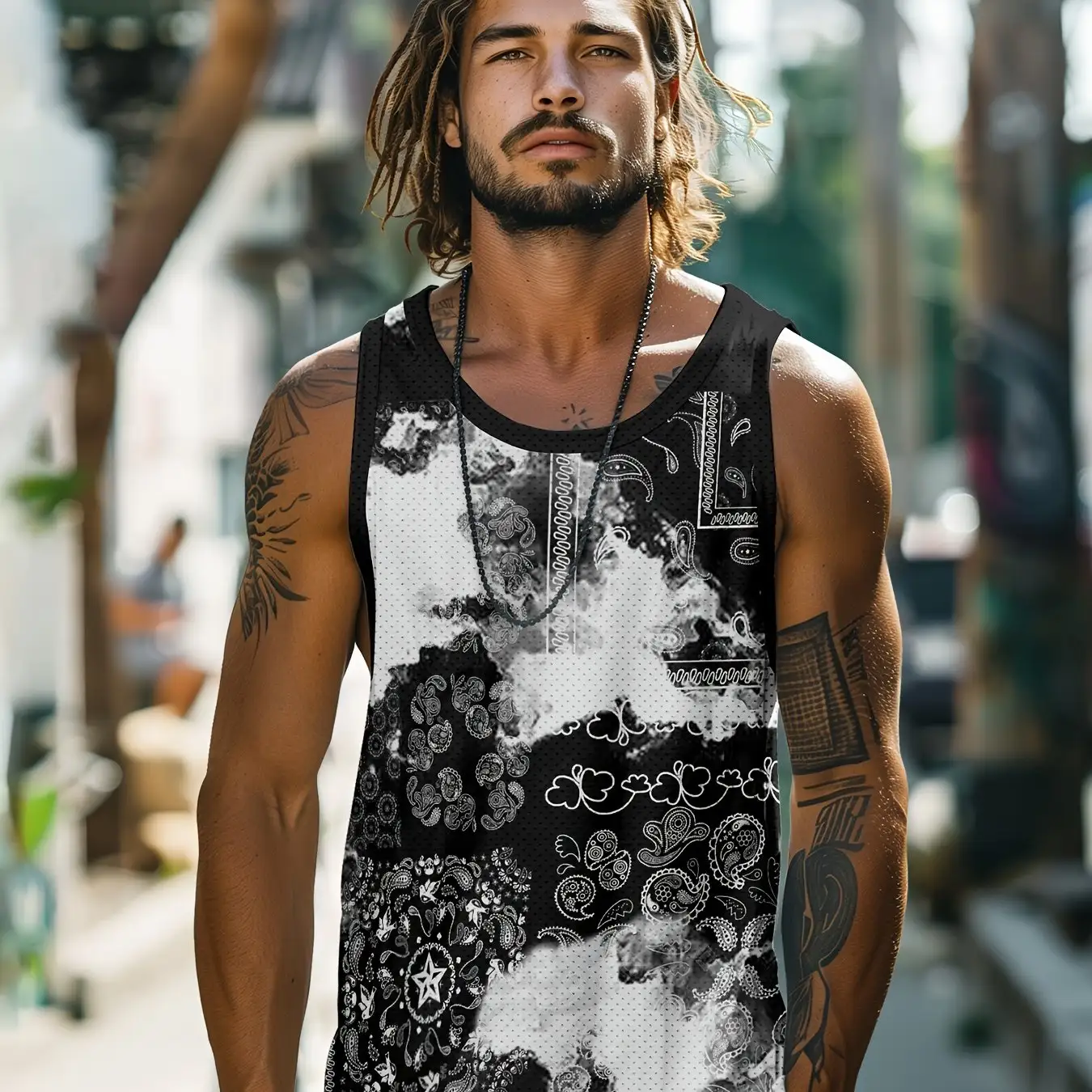 Men's Vest Retro Round Neck Clothing Sleeveless Daily Sports Top
