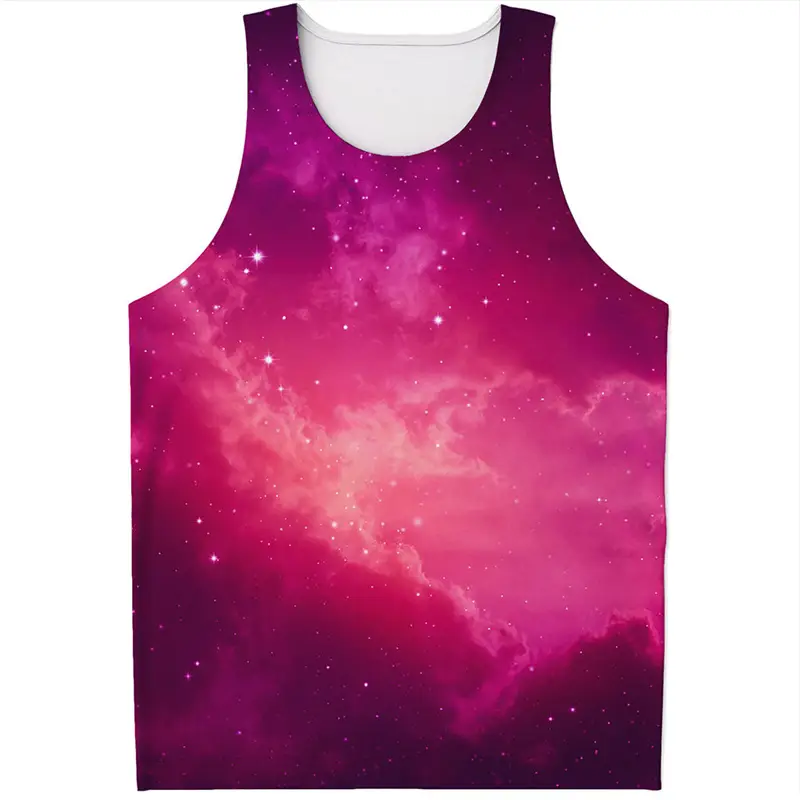 Colorful Fiery Nebula Universe Graphic Tank Tops Men Sleeveless Vest Street 3D Printed Galaxy Space Tee Shirt Tops