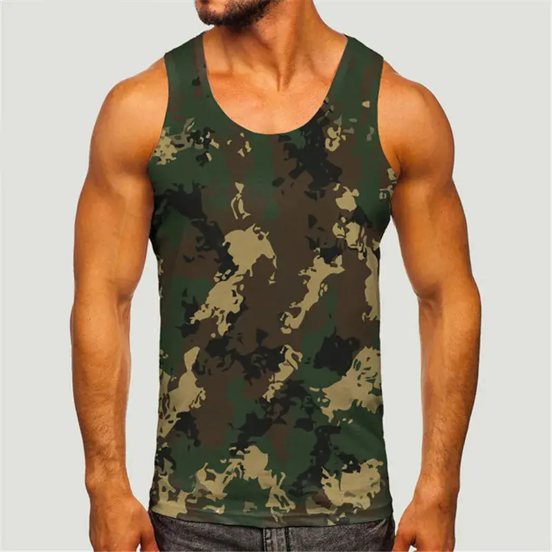 Men's Camoufiage Casual Sportwear Sleeveless 3D Ca...