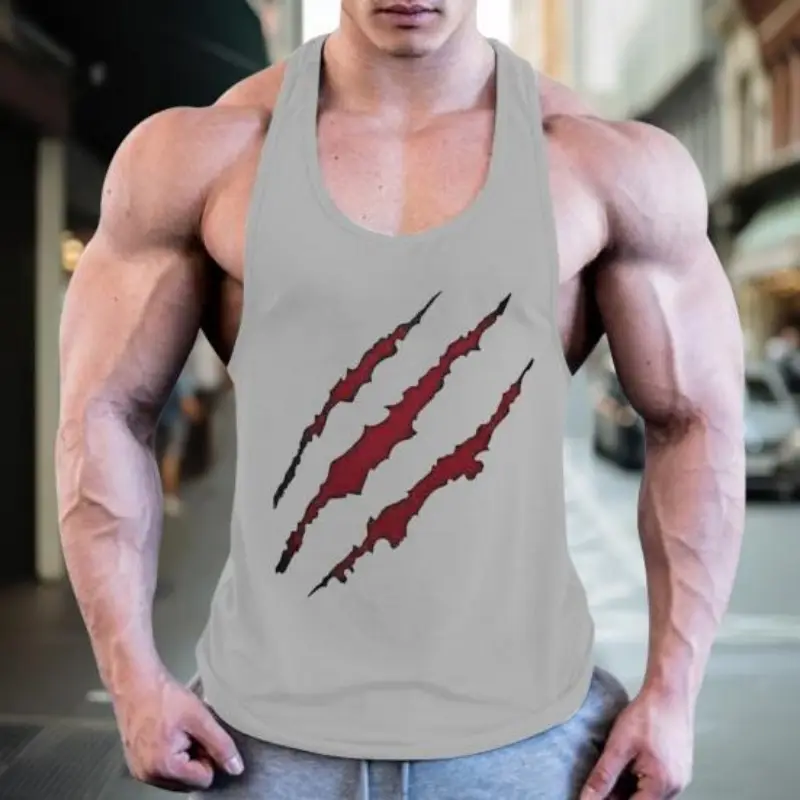 3D Printed Cool Claw Traces Tank Tops For Men Fashion Colorful Sports Pattern Tees Loose Street Round Neck Vest Tops
