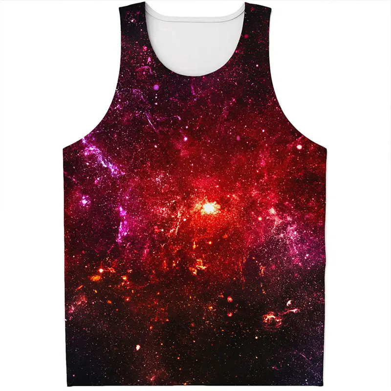 Colorful Fiery Nebula Universe Graphic Tank Tops Men Sleeveless Vest Street 3D Printed Galaxy Space Tee Shirt Tops