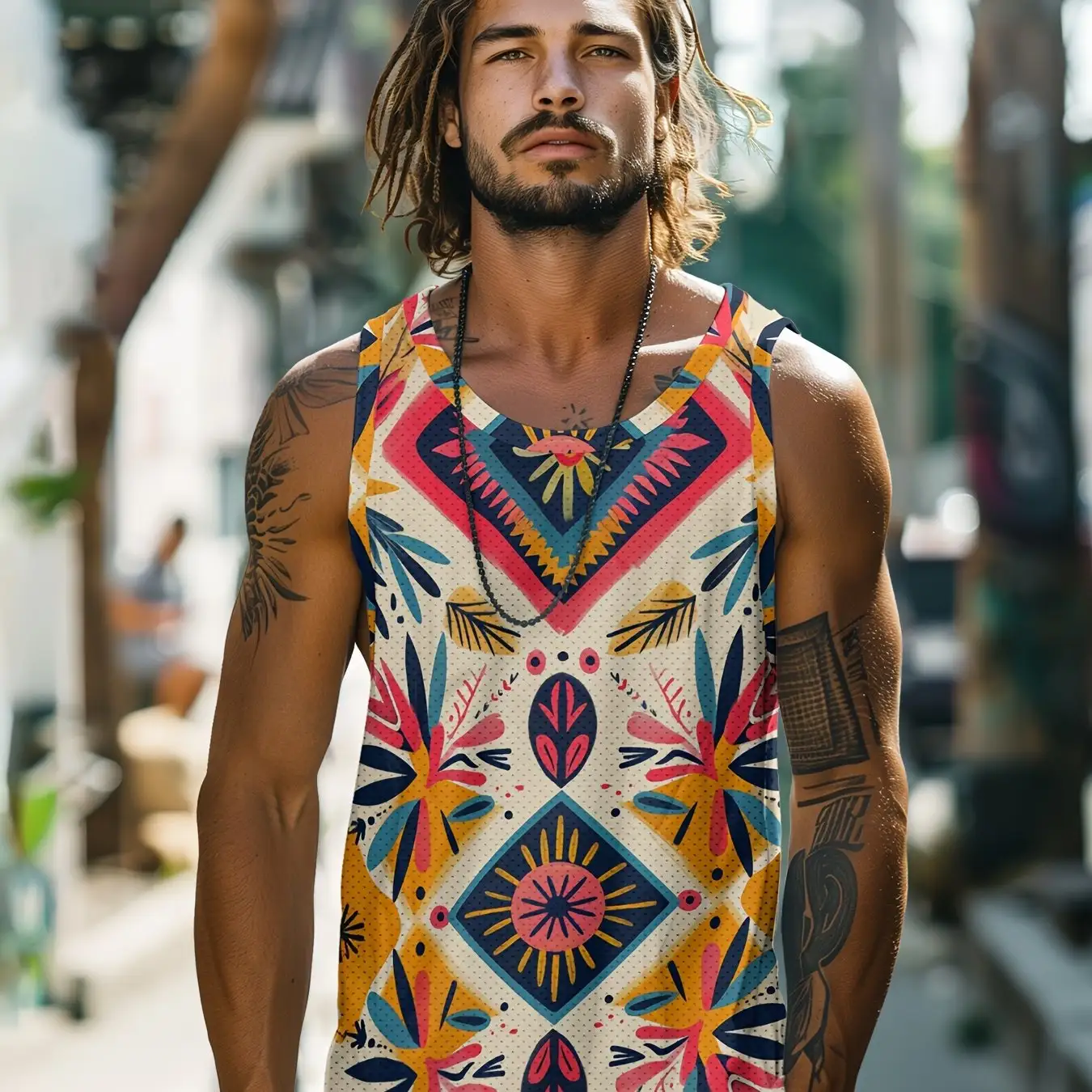Men's Vest Retro Round Neck Clothing Sleeveless Daily Sports Top