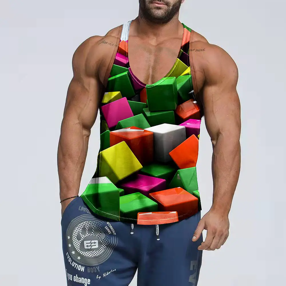 Men's Tank Top Fashion Cool Gym Vest Men's Popular Fitness Sleeveless