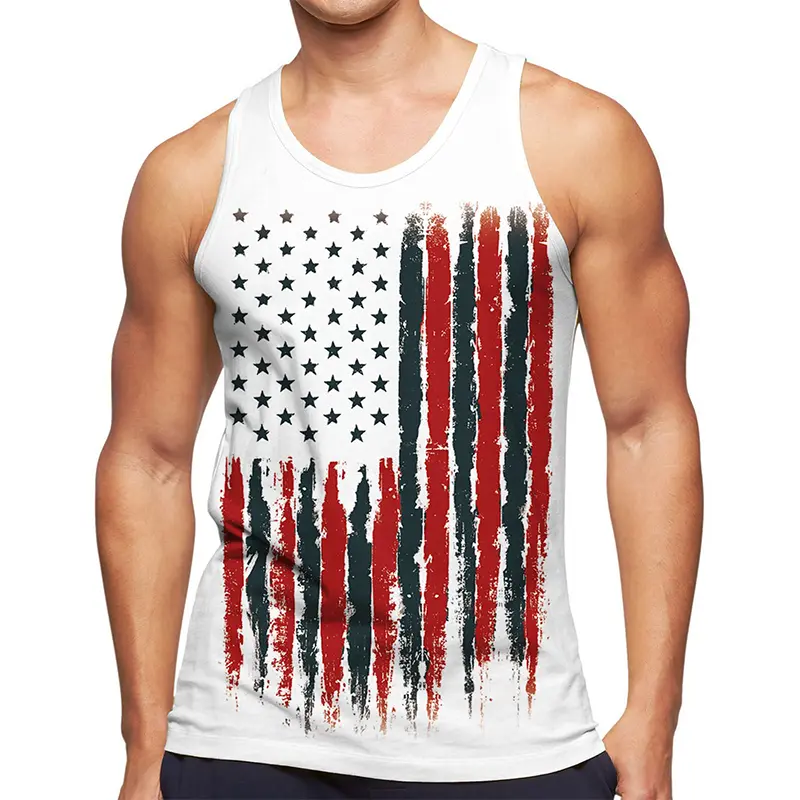 Graphic Tank Top Gym Clothing Men Streetwear Basketball Vest Quick Drying Sleeveless