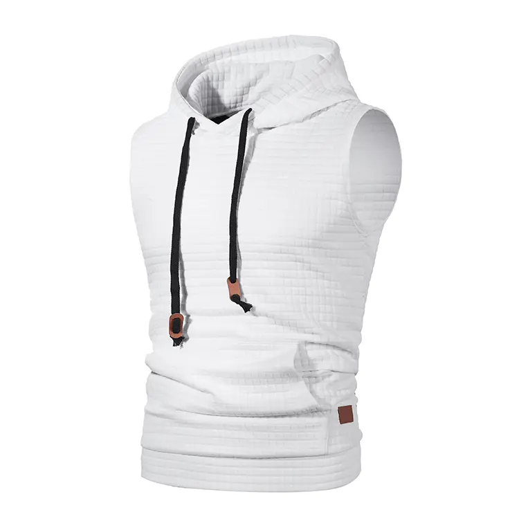Fashion Zipper Cardigan Sweater Men Sleeveless Hooded Vest Jacket Streetwear Vest Hoodies