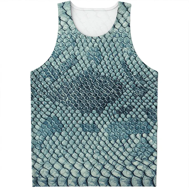 Punk Snake Skin Graphic Tank Tops Men Sleeveless Vest  Tops