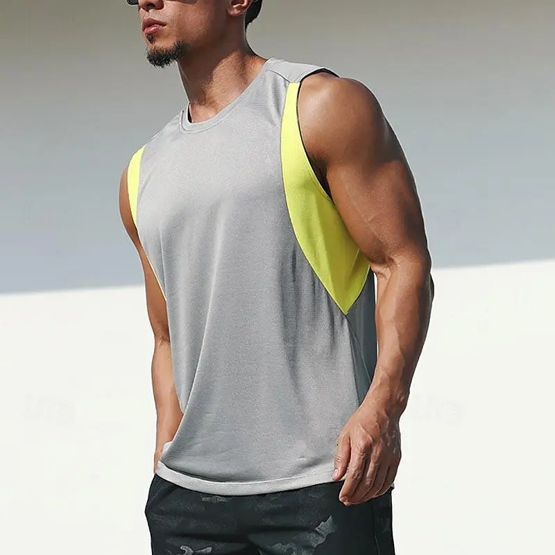 Simple Contrasting Colors Tank Top For Men Casual Sleeveless Gym Vest Casual Sports Fitness Tees