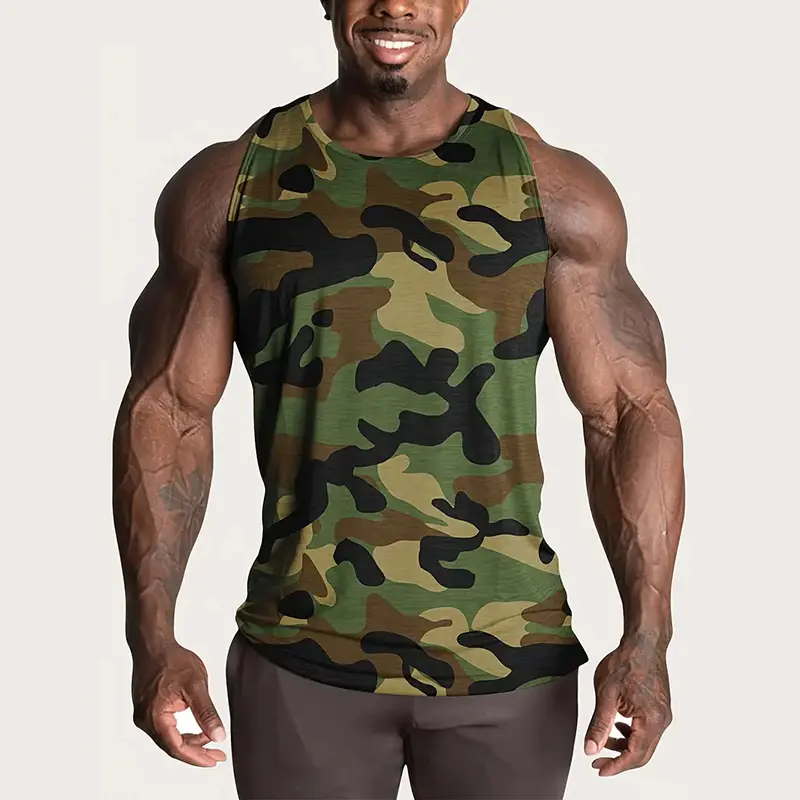 Fitness Vest For Muscle Man Breathable Quick Dry Camo Sleeveless Daily Casual Tank Top