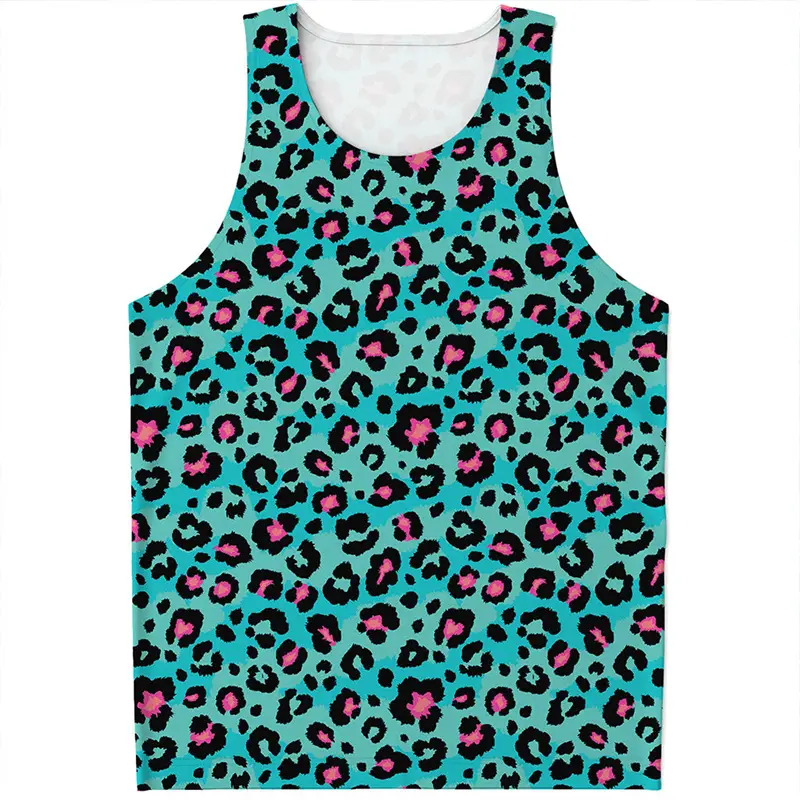Funny Leopard Tank Top For Men Casual Daily Street Breathable Top Hip Hop