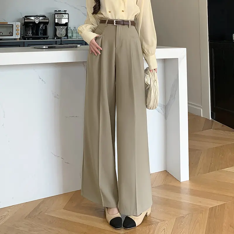 Vintage High Waist Women's Casual Suit Pants Offic...
