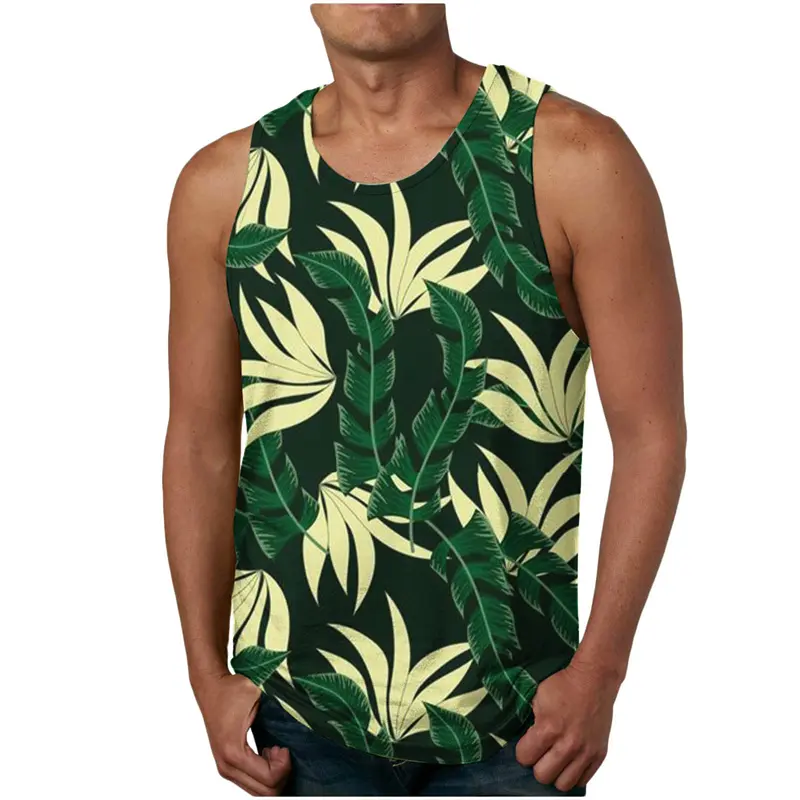 Palm Tree Graphic Tank Top For Men 3D Print Sleeve...