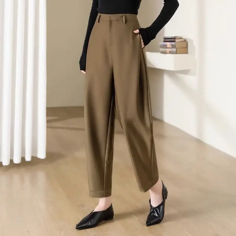 Temperament Cocoon-shaped Sickle Women's Spring New Commuting Fashion Nine-point Harlen Thin Suit Pants