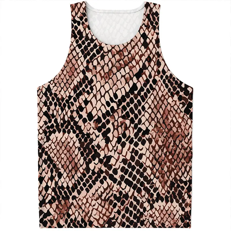 Punk Snake Skin Graphic Tank Tops Men Sleeveless Vest  Tops