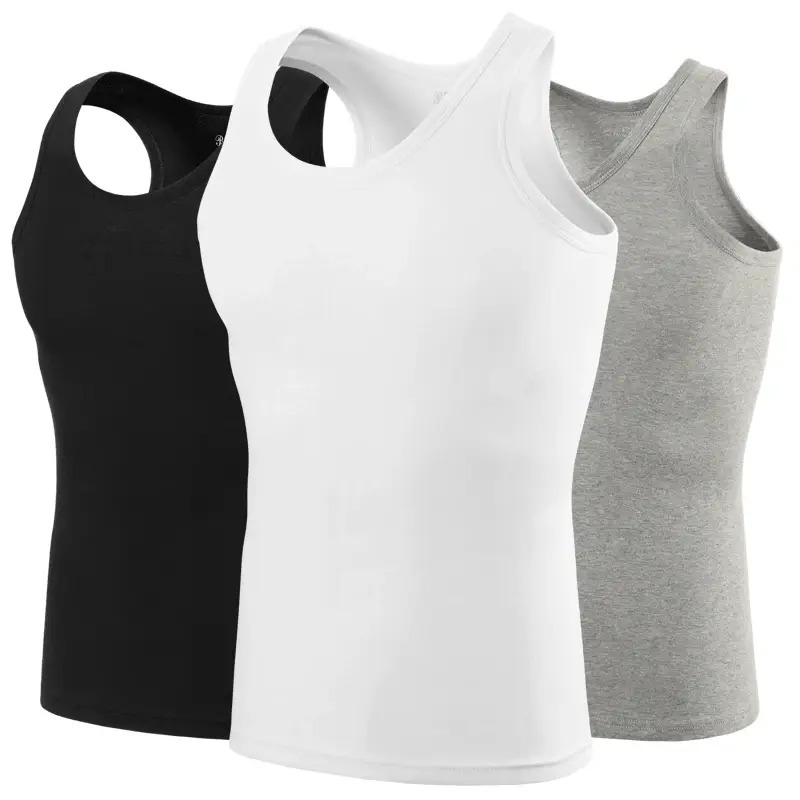 Men's Cotton Narrow Shoulder Vest Fashion Casual Men's Sports Fitness Joker Round Neck Vest
