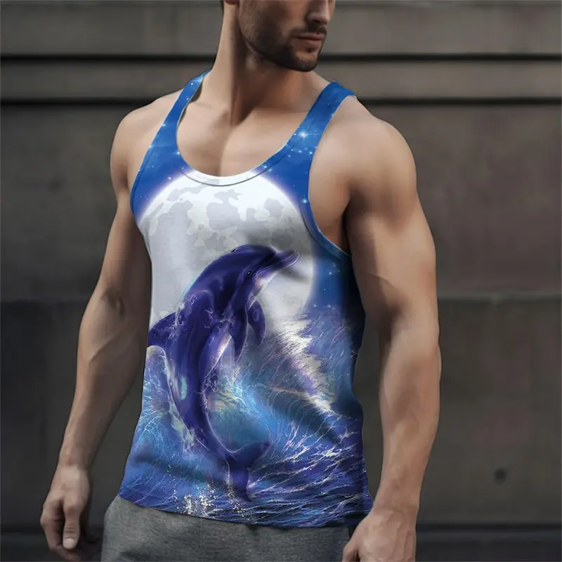 Kawaii Dolphins 3D Print Tank Top Fashion Casual C...