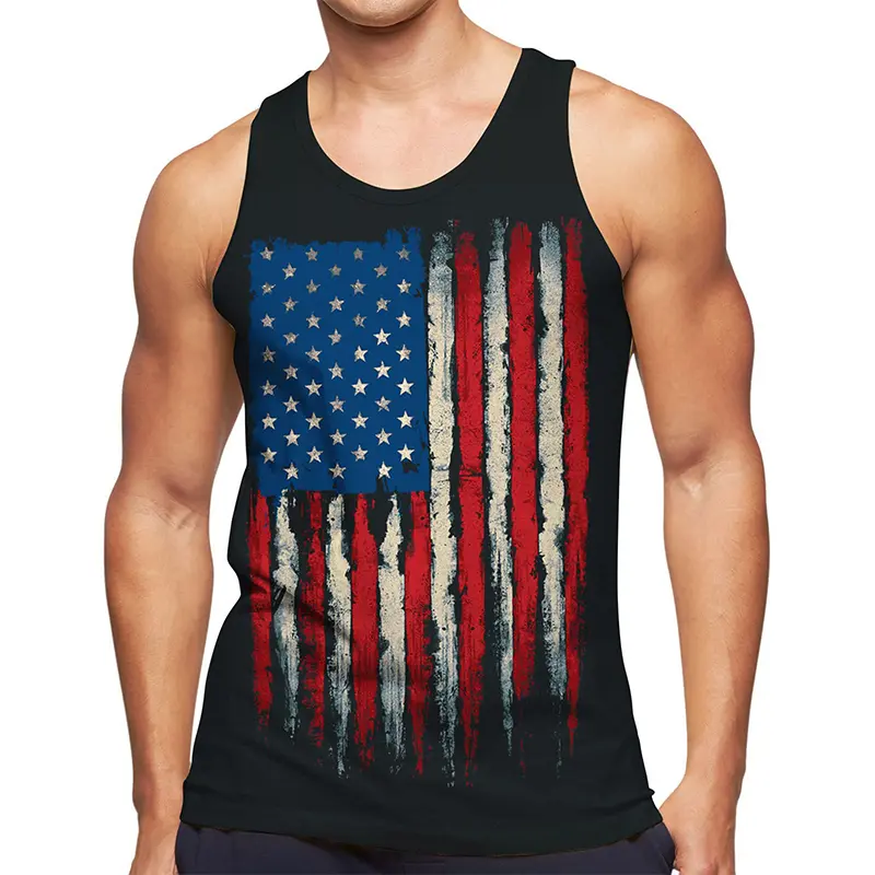 Graphic Tank Top Gym Clothing Men Streetwear Basketball Vest Quick Drying Sleeveless