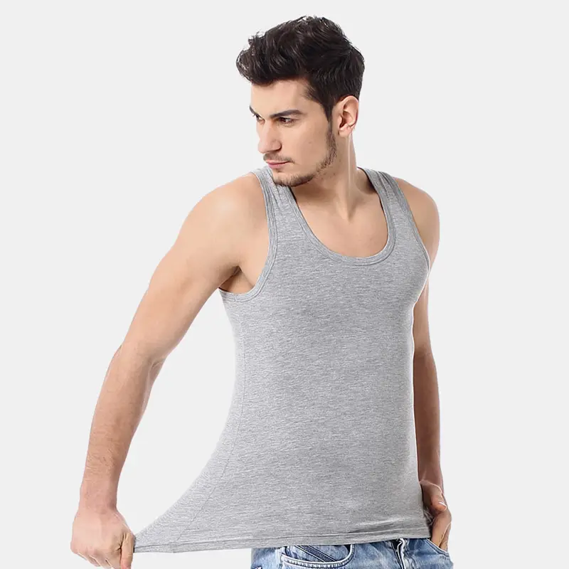 Men's Cotton Narrow Shoulder Vest Fashion Casual Men's Sports Fitness Joker Round Neck Vest