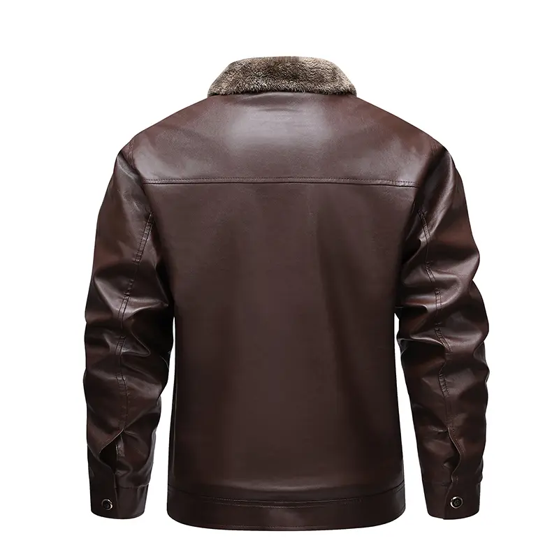 Men's Leather Jacket Winter Shearling Lined Motorcycle Jacket Fashion Motorcycle Jacket Faux Leather Coat Outerwear