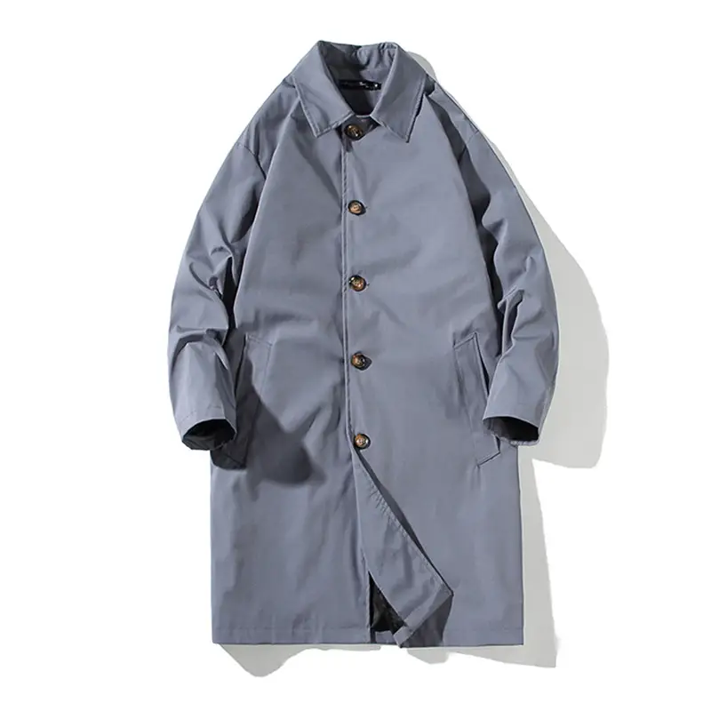 Men Trench Men Casual Windbreaker Men Turn Down Co...