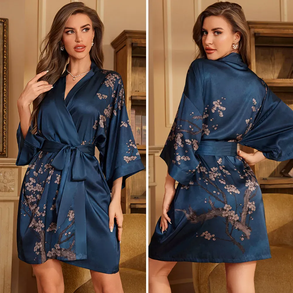 Satin Chiffon Pajamas for Women Nightgown Bathrobe...