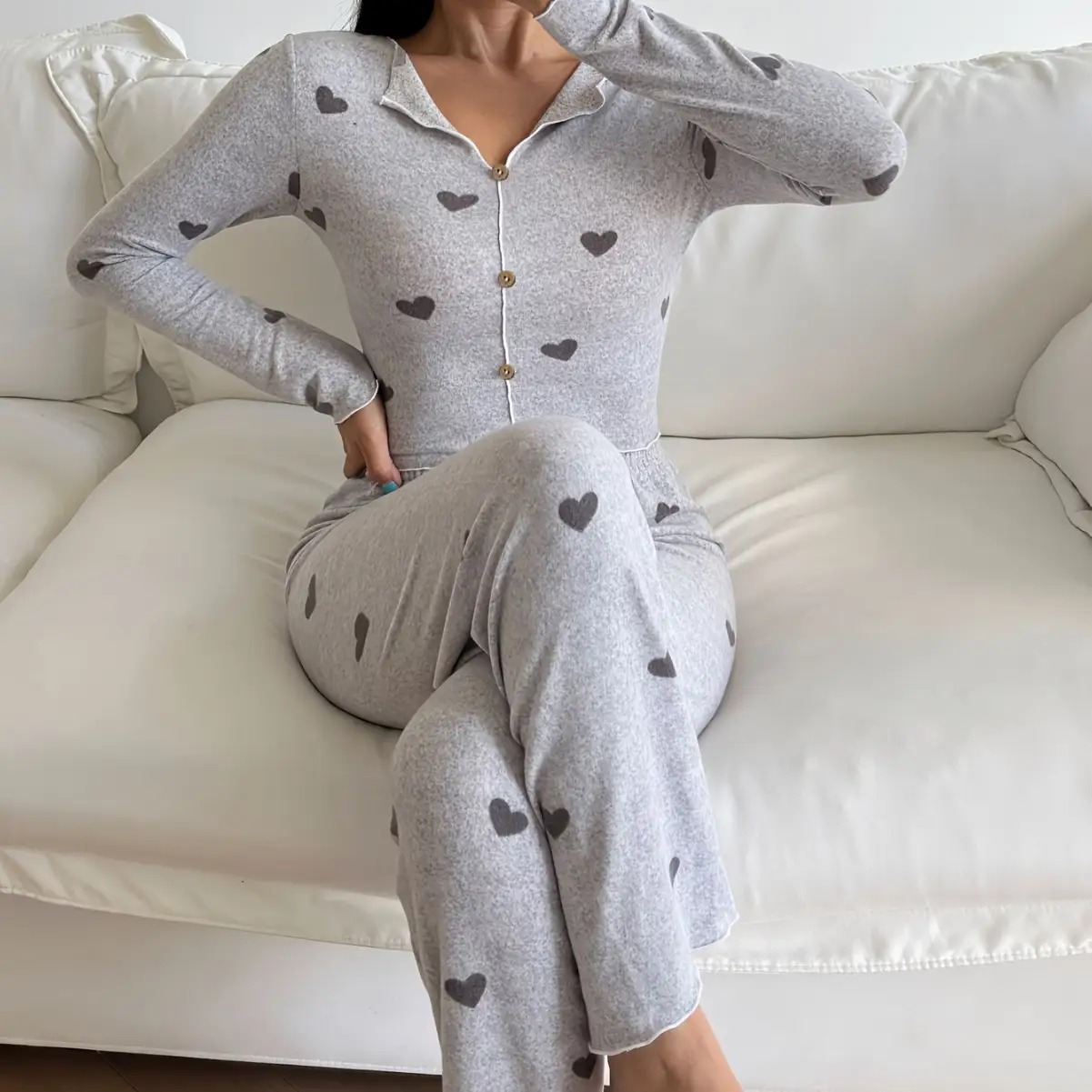 Love Heart Pants Long Women's Pajamas Home Comfortable Pajamas Soft Material