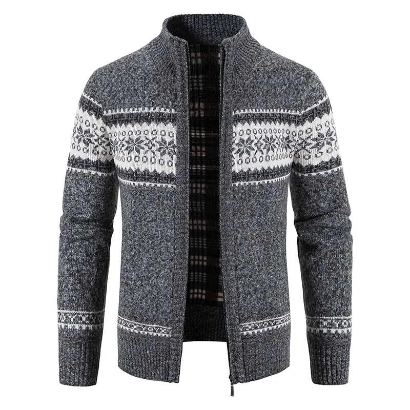 Men's Fleece Cardigan Knit Sweater Coat Business Casual Jacket High Quality Male Wool Cashmere Clothing