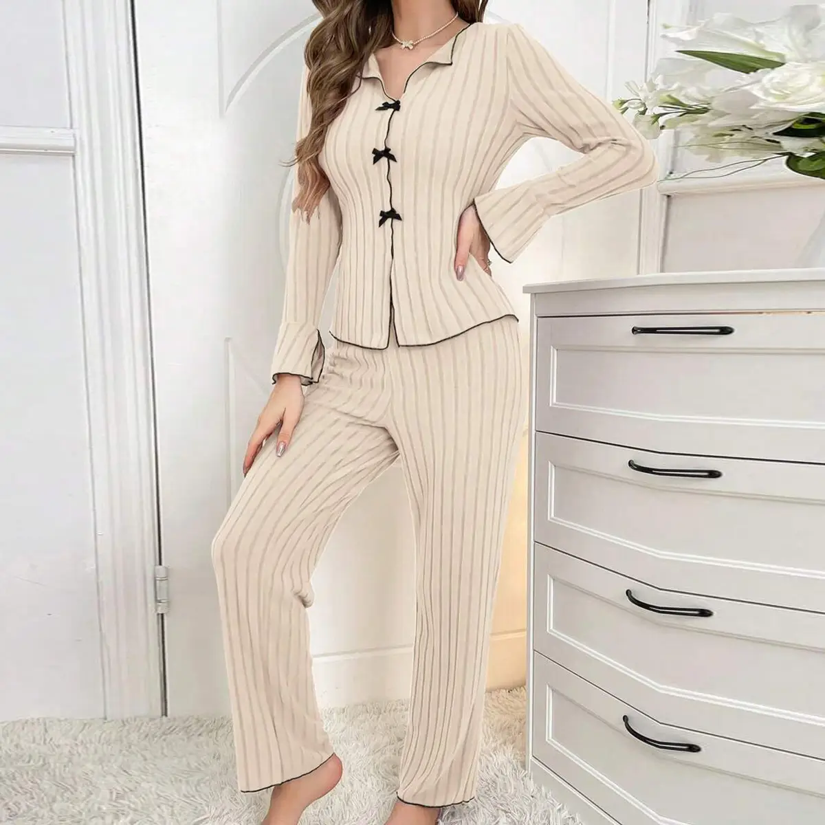 Pajama Sets Women's Loungewear Solid Color Pants Sets