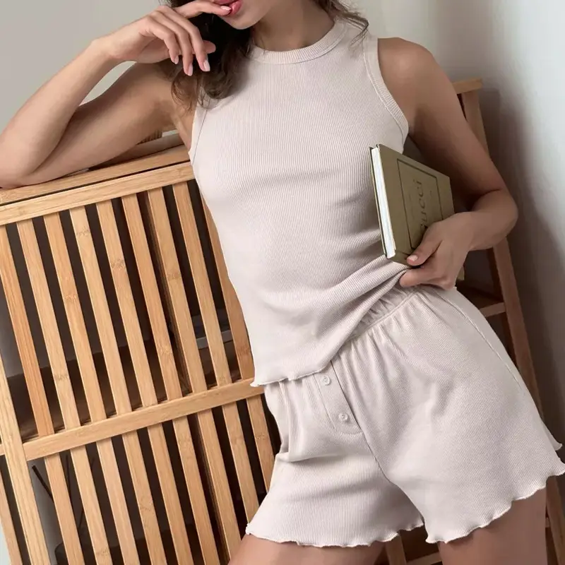Women's Casual Home Suit Sleeveless Vest Two-Piece Set