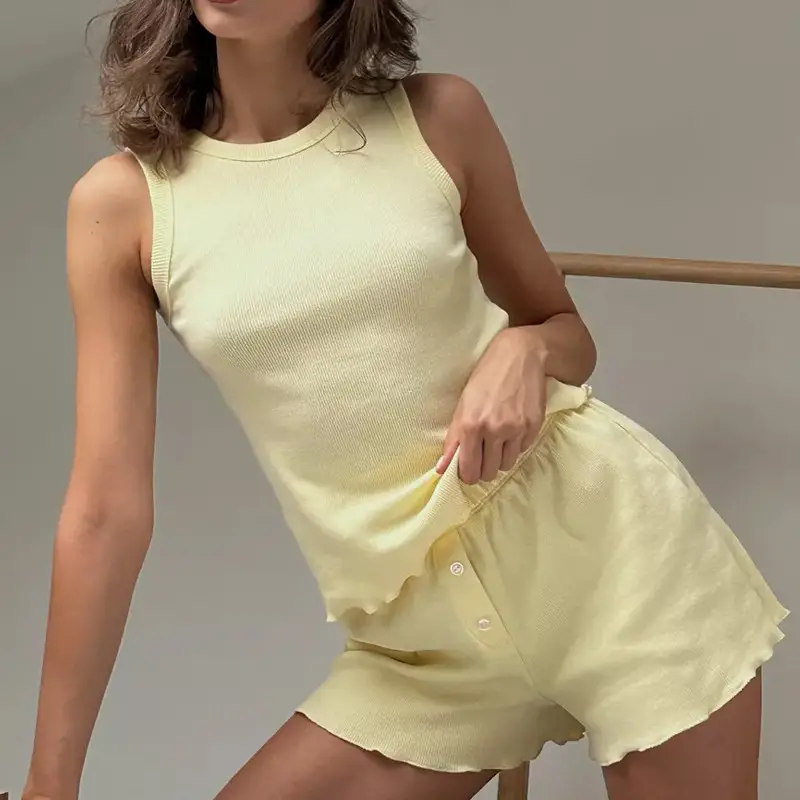 Women's Casual Home Suit Sleeveless Vest Two-Piece Set