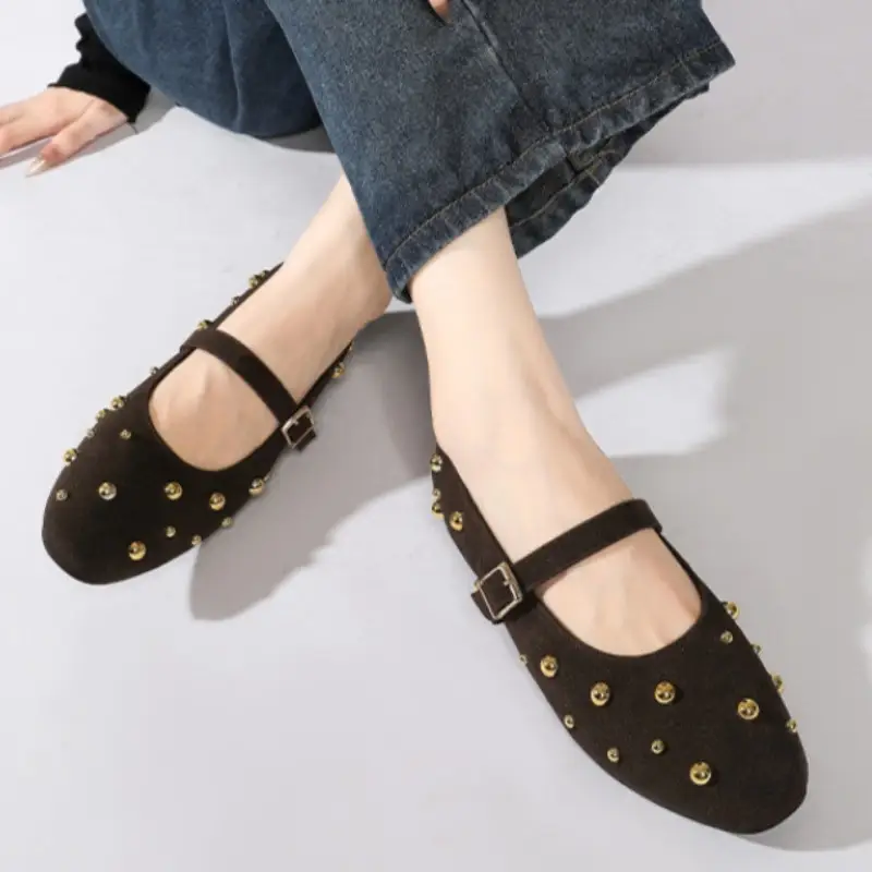 Women's Studded Suede Classic Retro Casual Soft-Soled Comfortable Flat Shoes