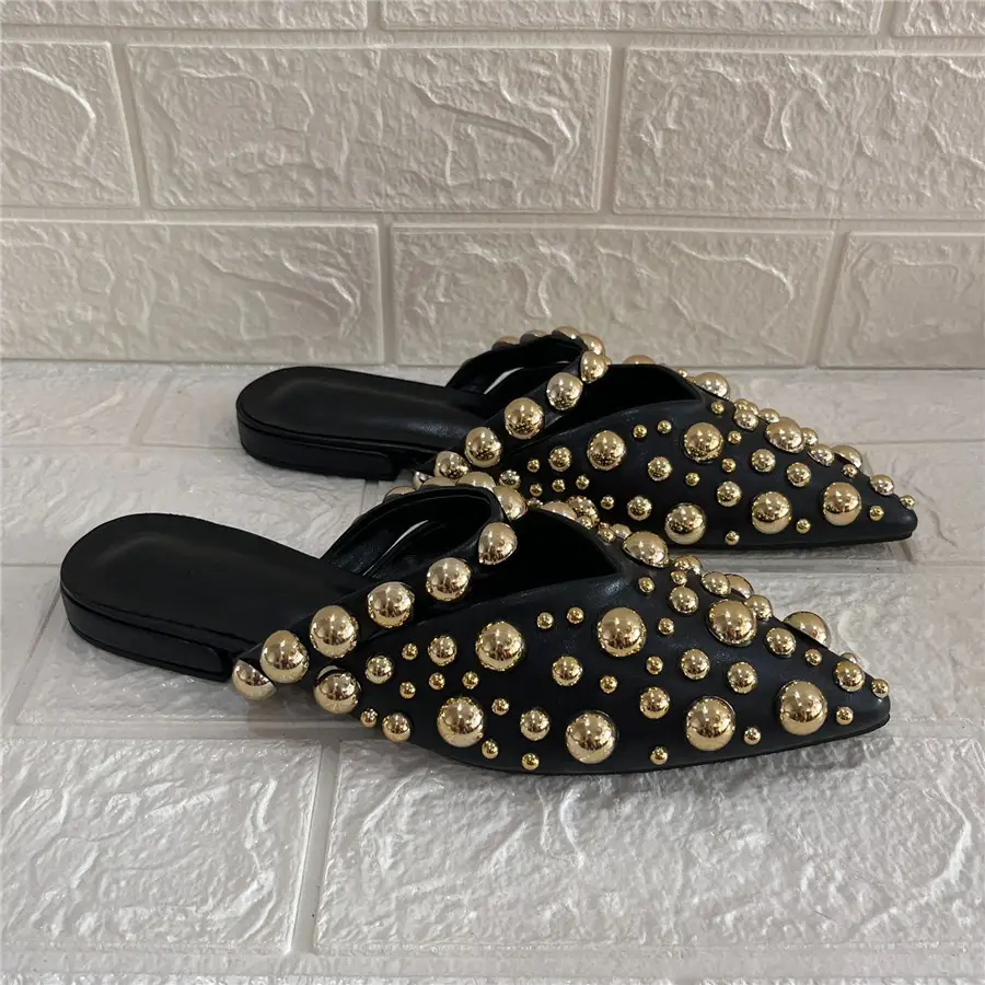 Pointed-Toe Women's Slippers, Studded Outdoor Slip...