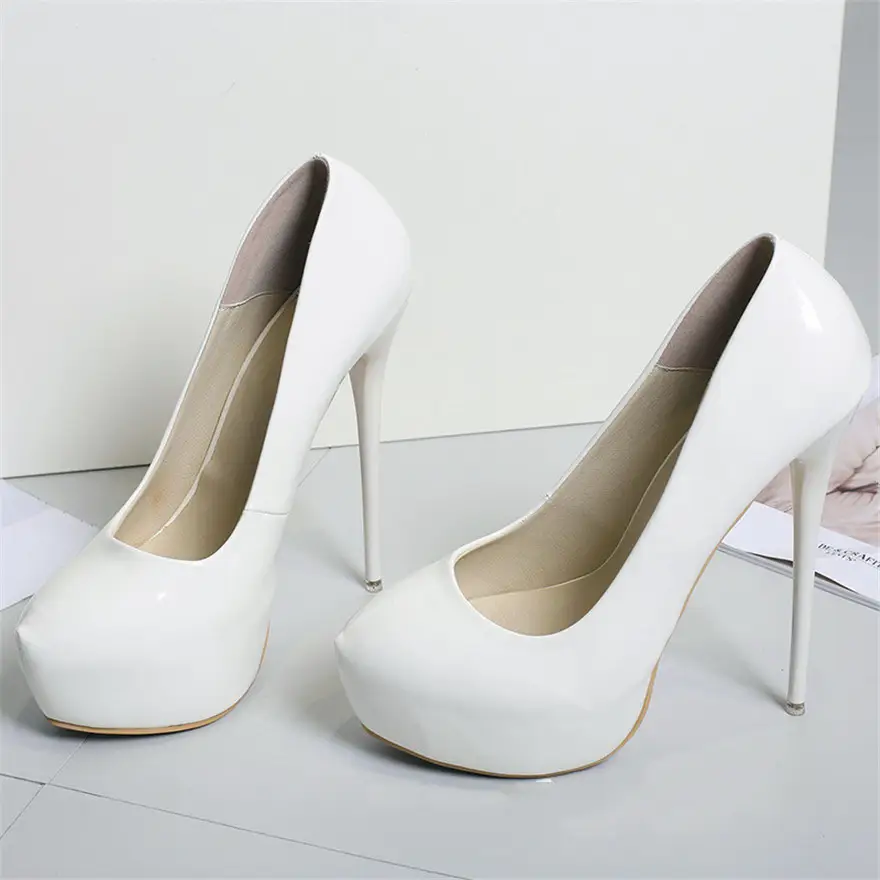 Women Round Toe Super High Heels Pumps Sexy Platform Party Shoes Woman