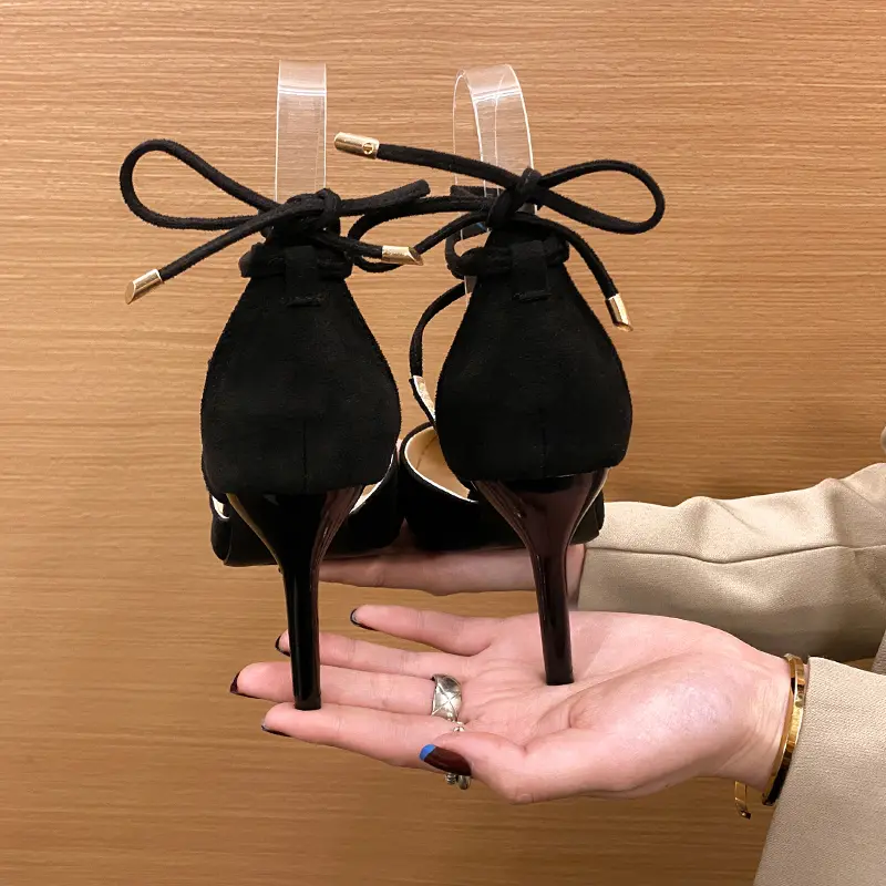 Versatile High Heels, Pointed Toe, Crisscross Laces, Thin Heel