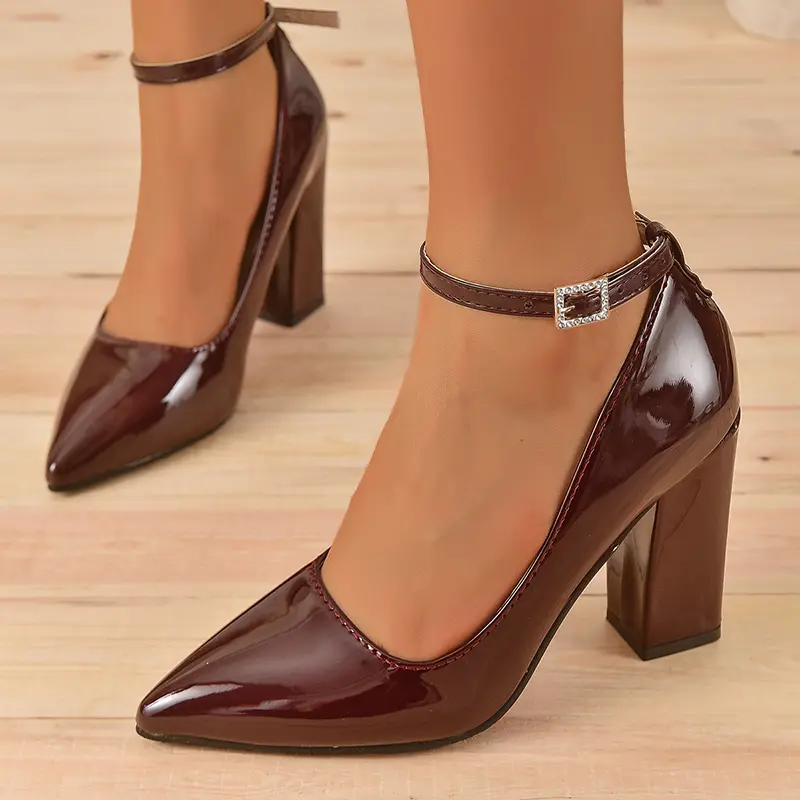 Super High Heel Ankle Strap Women Shoes Pointed Toe Fashion