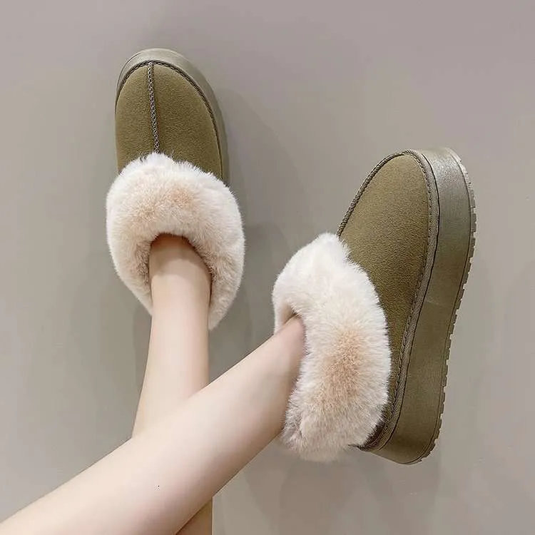 Women's Snow Boots Autumn Winter Thick Sole Indoor Outdoor Integrated Furry Boots Warm Cotton Shoes