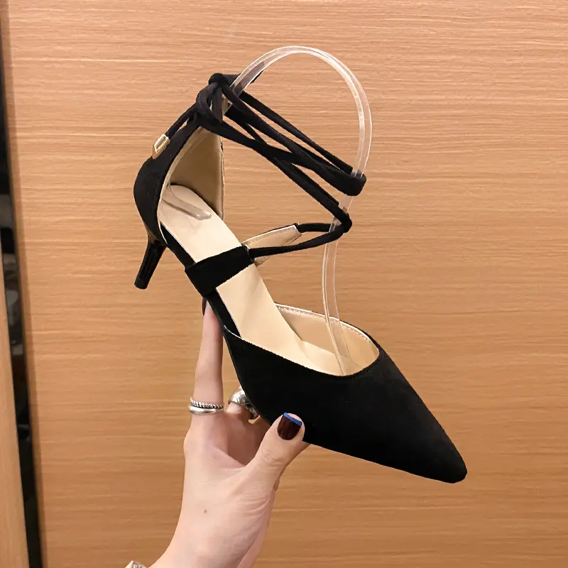 Versatile High Heels, Pointed Toe, Crisscross Lace...