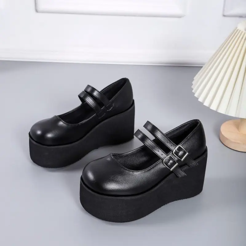 Female Lolita Cute Mary Janes Pumps Platform Wedges Women's Pumps Sweet Gothic Punk Shoes