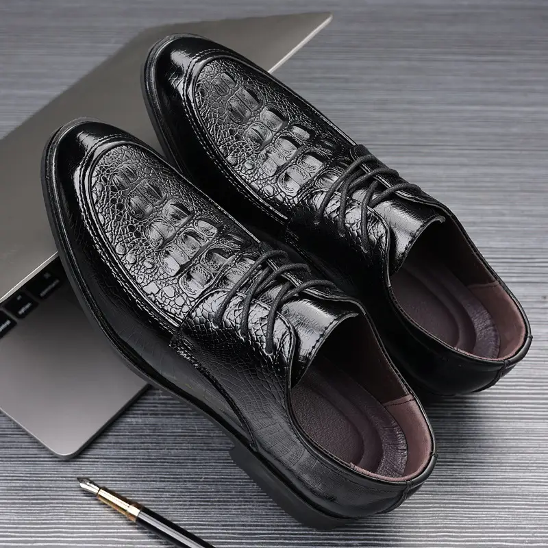 Casual Business Shoes For Men Crocodile Leather Men Dress Shoes For Male Formal Style Wedding Oxfords Lace Up Shoes